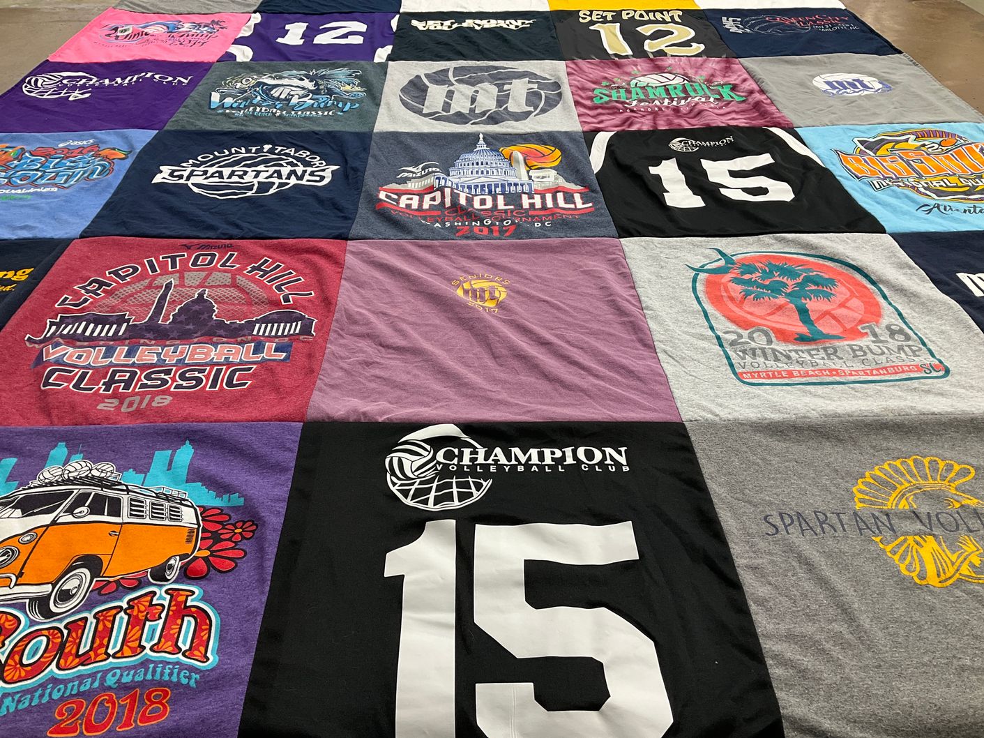 T-shirt quilt featuring spartan volleyball club by Amy from NC