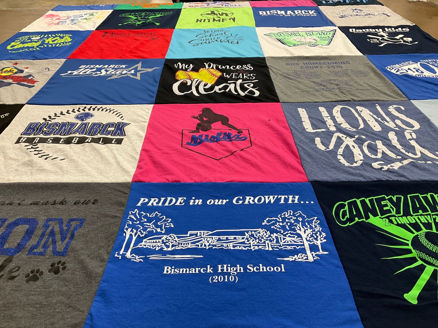 T-shirt quilt featuring bismarck baseball by Renee from AR
