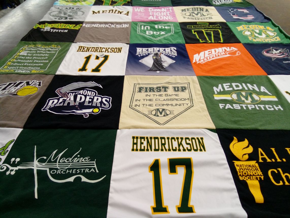 T-shirt quilt featuring diamond reapers fastpitch by Cheryl from OH
