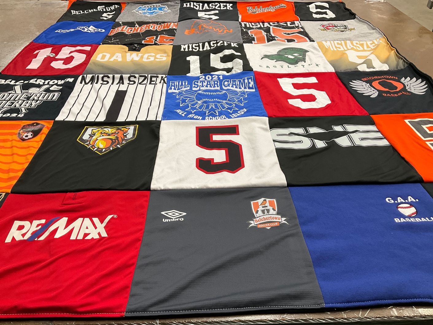 T-shirt quilt from belchertown high school by Karen from MA