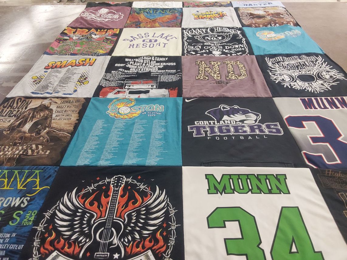 T-shirt quilt featuring cortland tigers football by phyllis from NY
