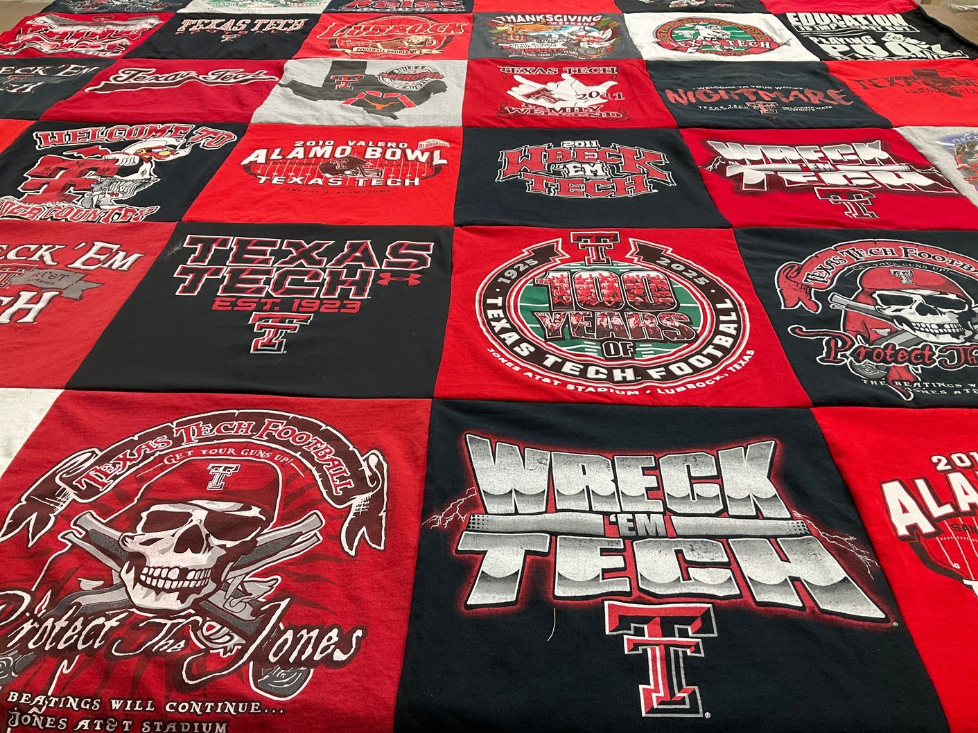 T-shirt quilt featuring texas tech football by Gwen from TX