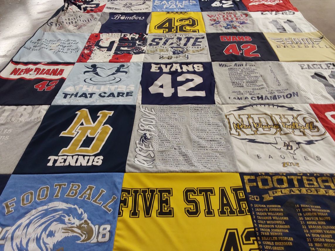 T-shirt quilt featuring new diana high school eagles, new diana high school football by Kelsey from TX