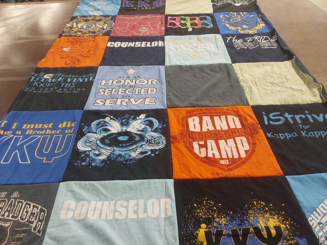 T-shirt quilt from southwestern oklahoma state university by Noreen from OK