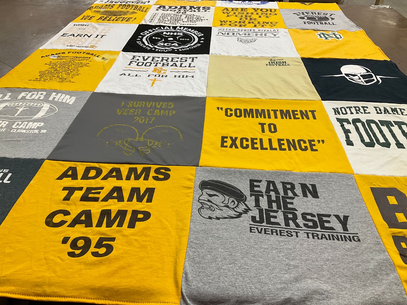 T-shirt quilt featuring adams football by Jim from MI