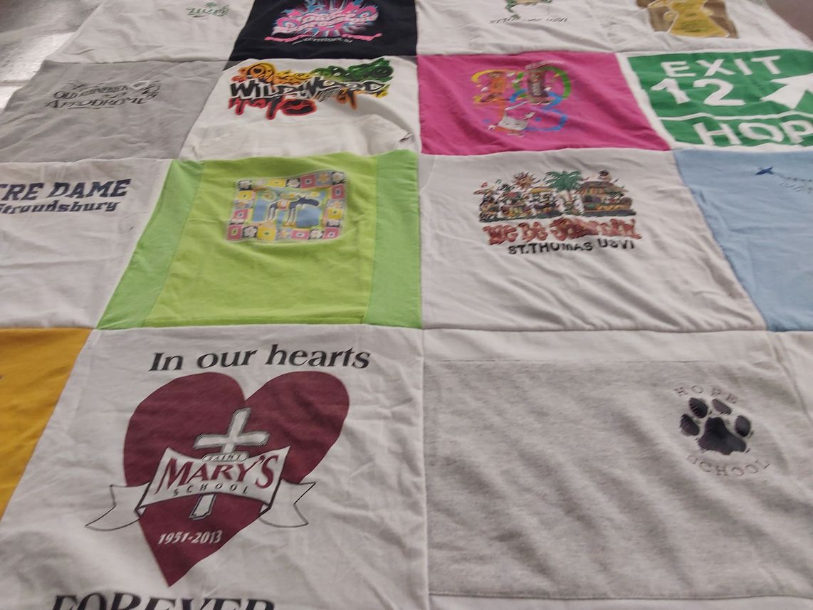 T-shirt quilt from mary's school by Amy from VA
