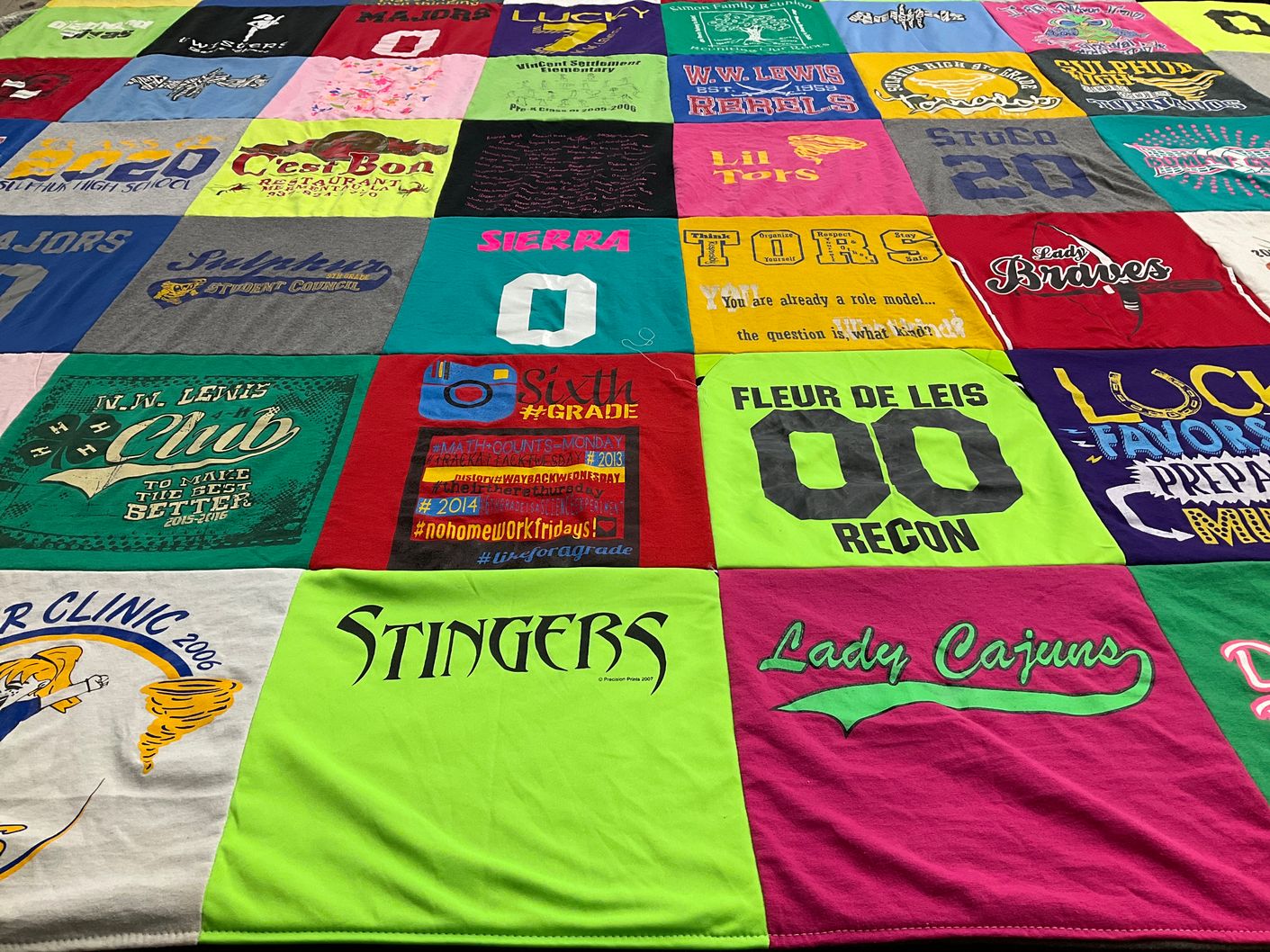 T-shirt quilt featuring lady cajuns, stingers by Naomi from LA