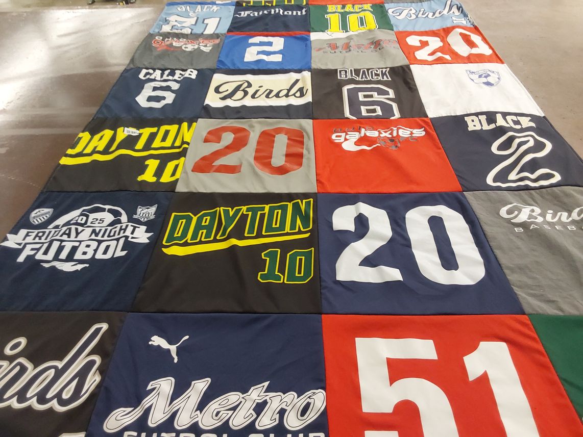 T-shirt quilt from dayton university by Beth from OH