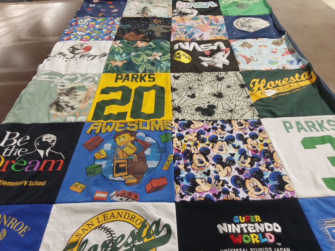 T-shirt quilt featuring floresta baseball by Divina from CA