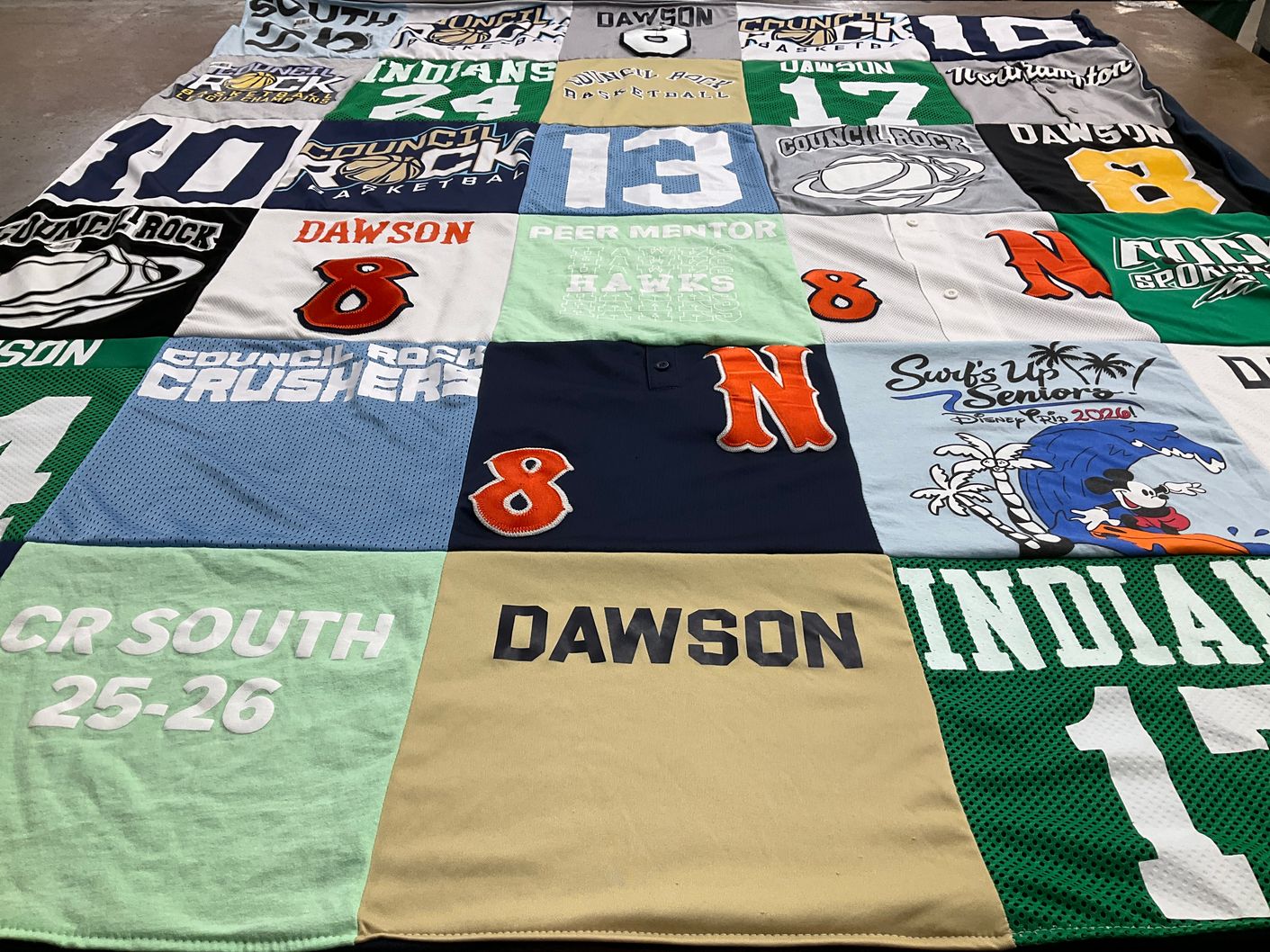 T-shirt quilt featuring council rock crushers by Alexis from PA