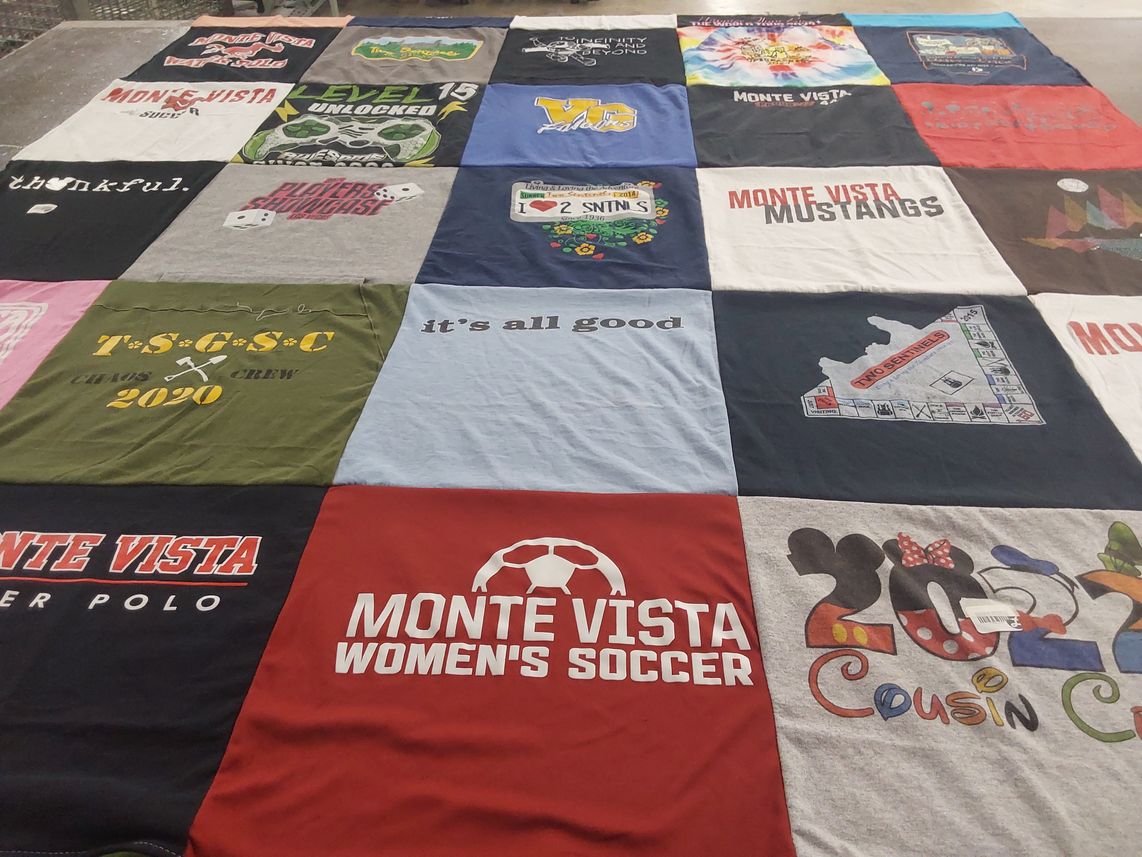 T-shirt quilt featuring monte vista women's soccer, monte vista mustangs by Aimee from CA