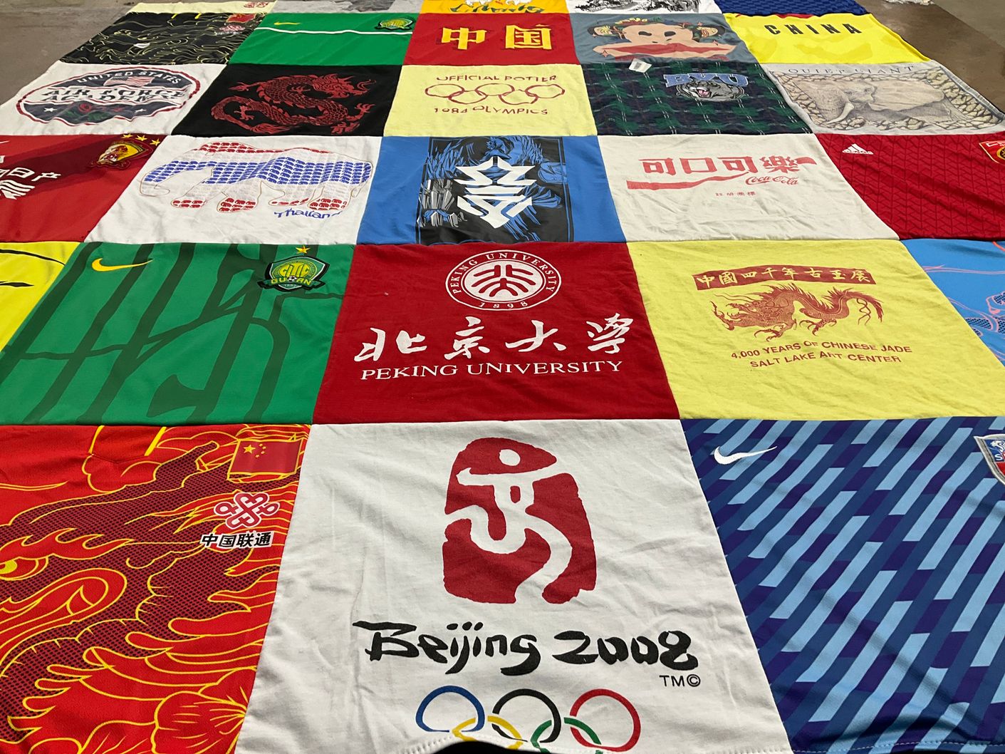 T-shirt quilt from peking university by Laura from UT