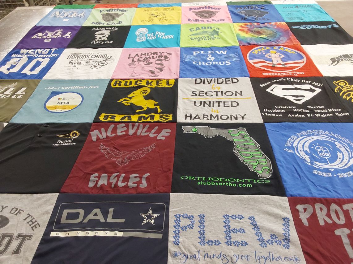 T-shirt quilt featuring niceville eagles, ruckel rams by Kim from FL