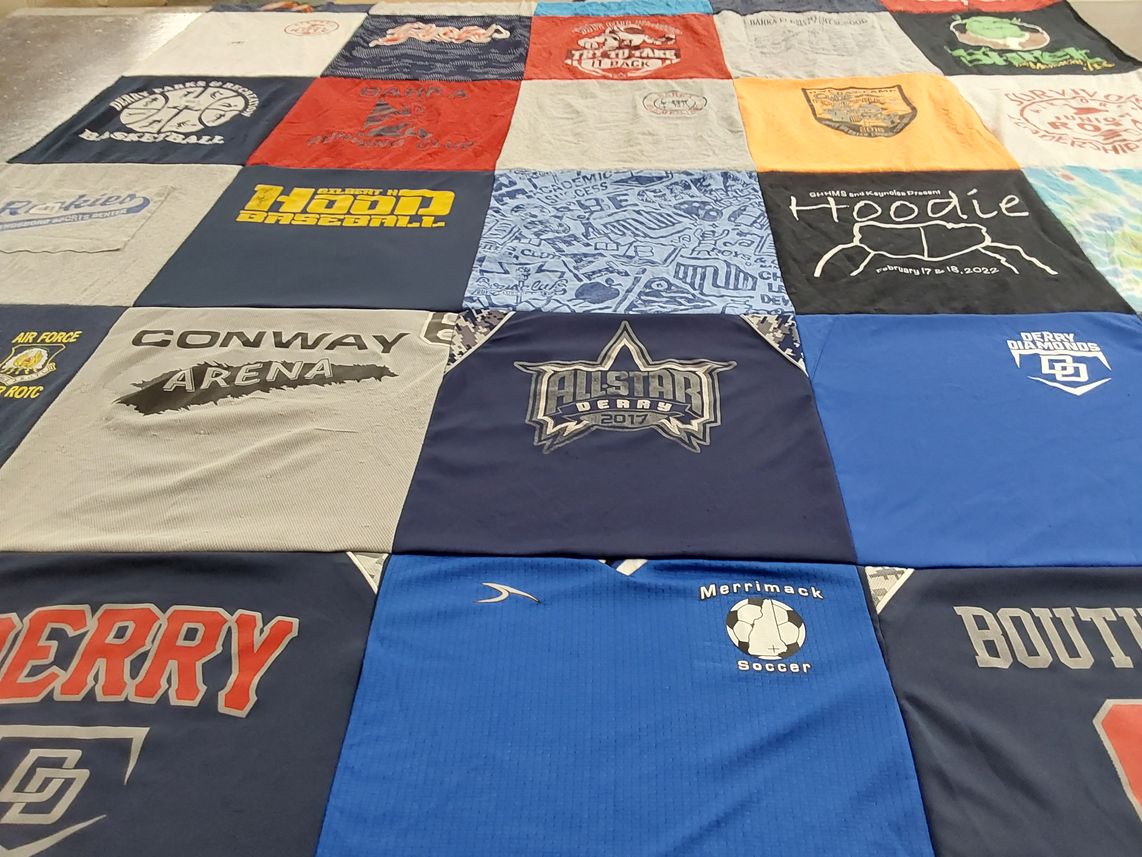 T-shirt quilt from merrimack college, derry high school by Kerrie from NH