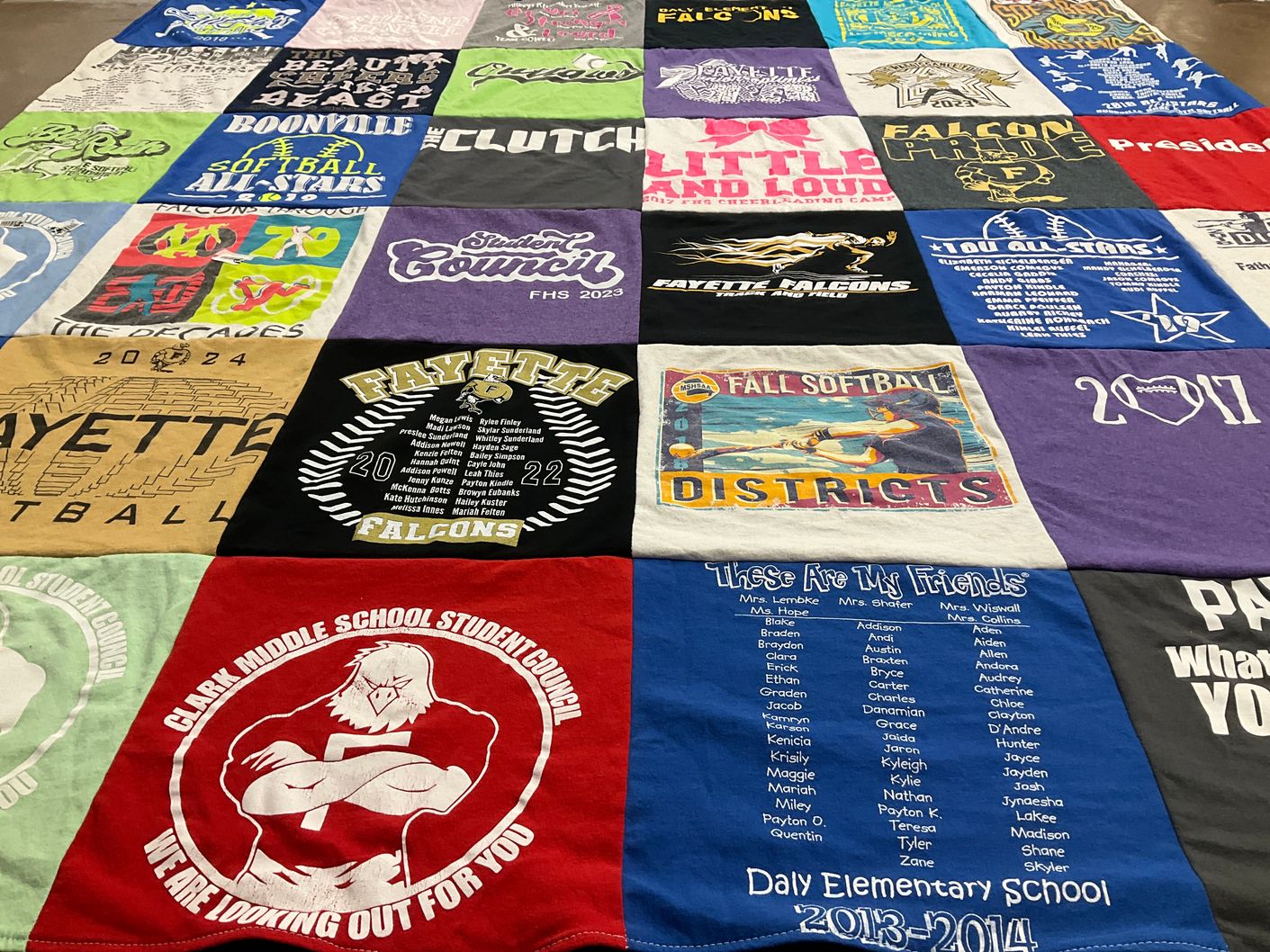 T-shirt quilt featuring fayette falcons by Tonya from MO