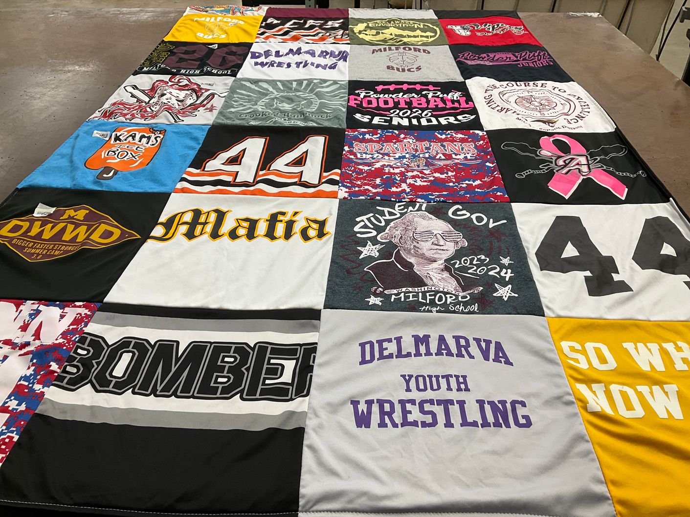 T-shirt quilt from milford high school by Lauren from DE