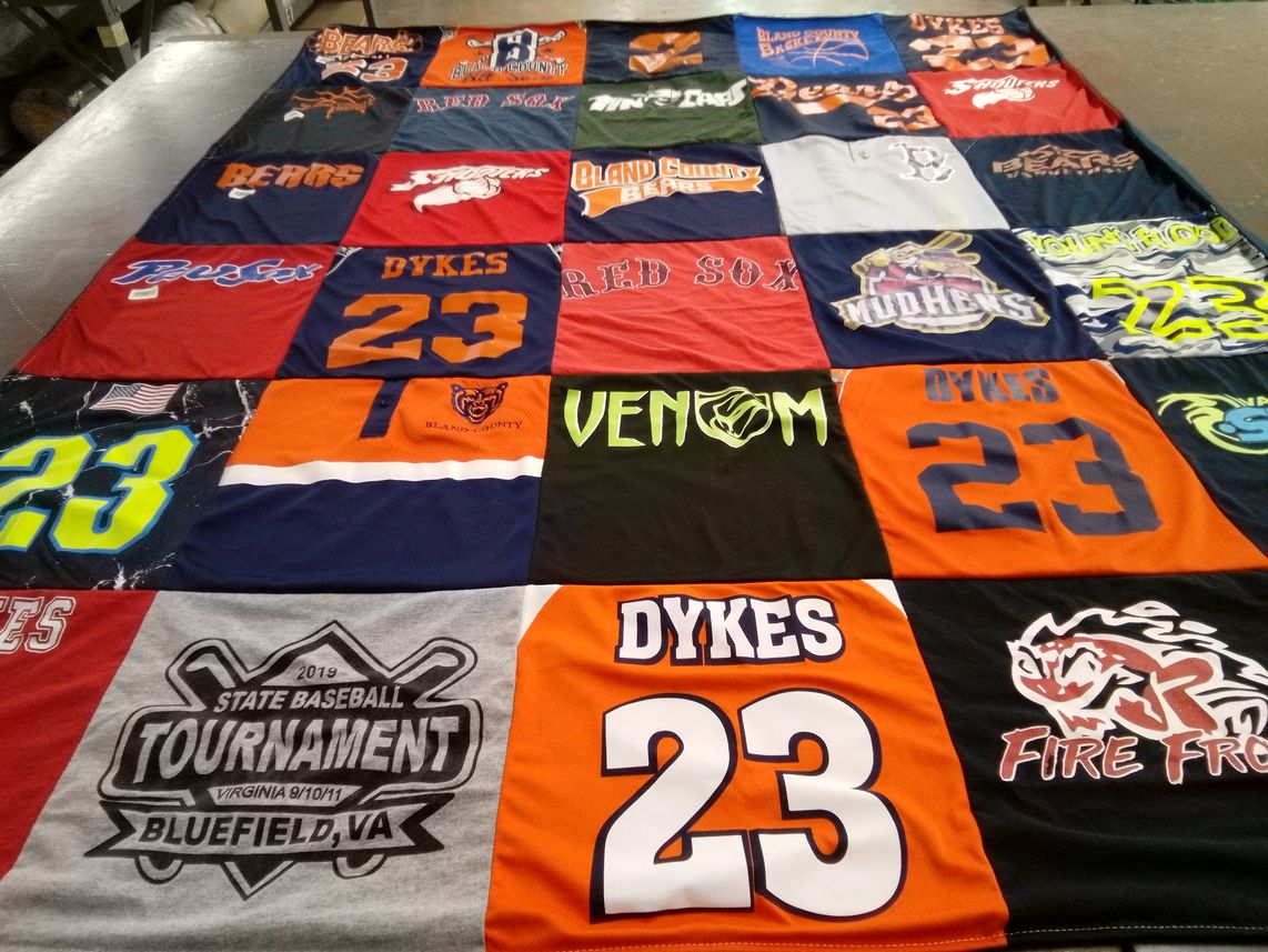 T-shirt quilt from bland county high school by Christine from VA