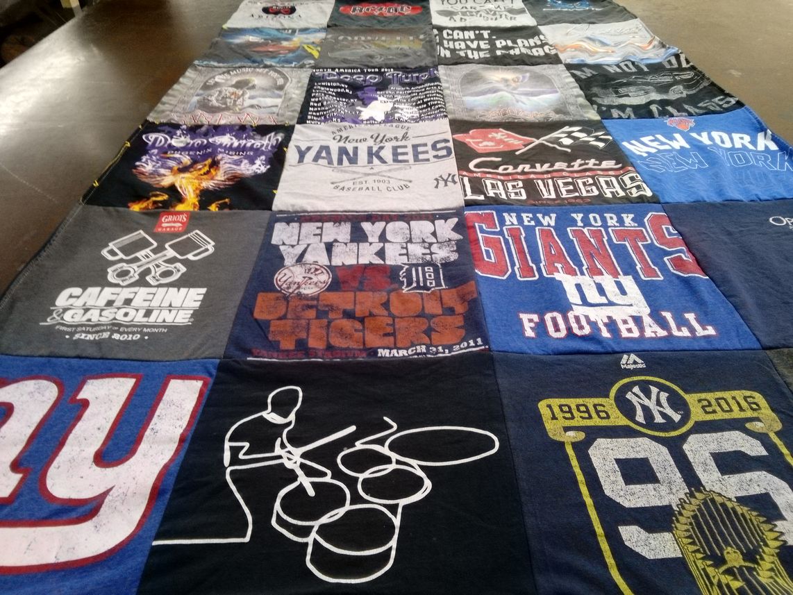 T-shirt quilt featuring new york giants, new york yankees by Vickie from NY