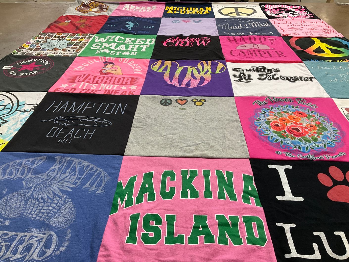 T-shirt quilt from mackinac island high school by Michelle from CT