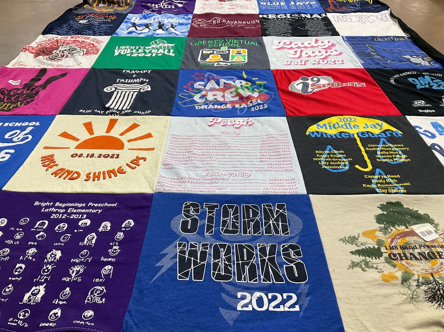 T-shirt quilt featuring middle jay winter guard by Holly from MO