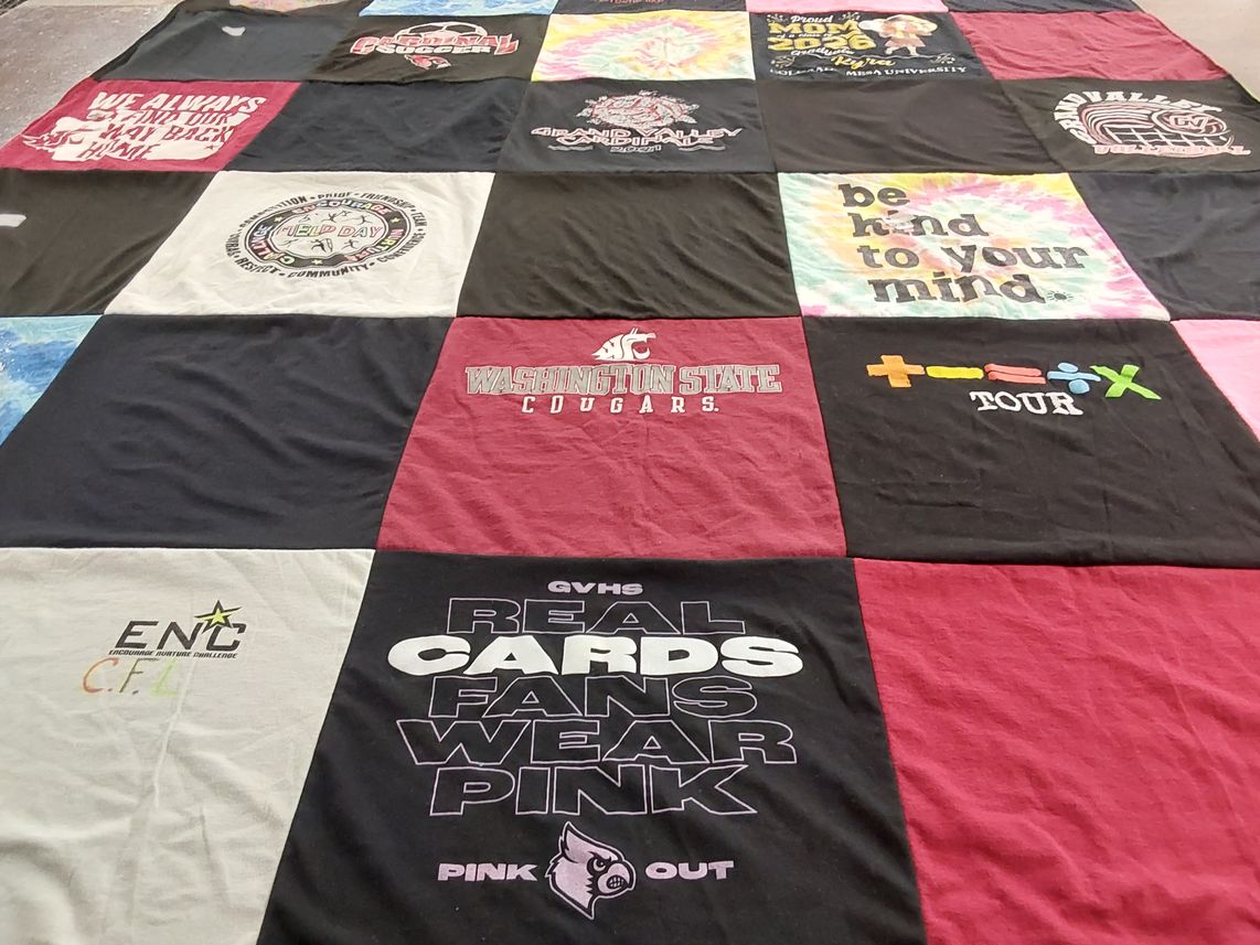 T-shirt quilt from washington state university, grand valley state university by Angela D from CO