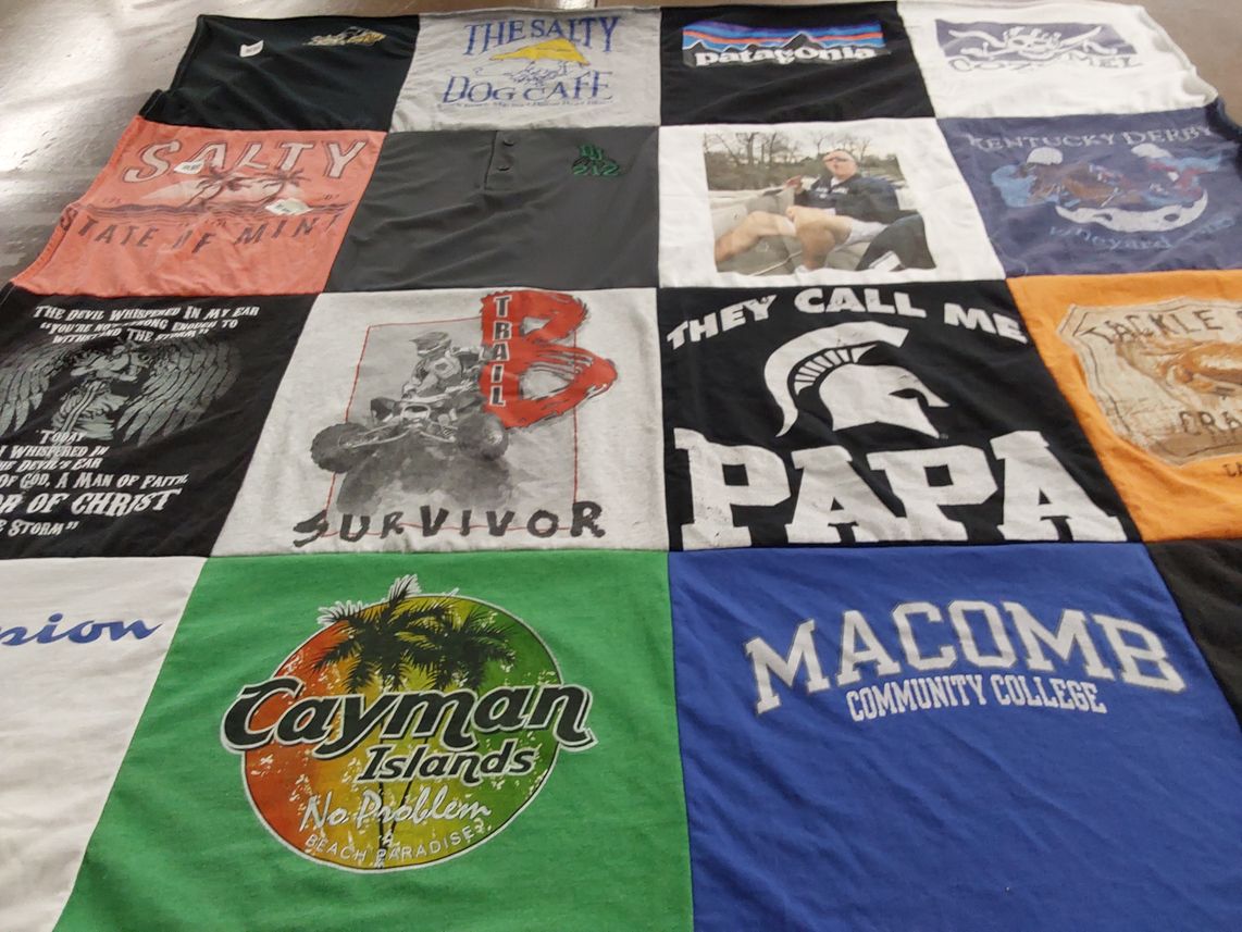 T-shirt quilt from macomb community college by Emma from MI