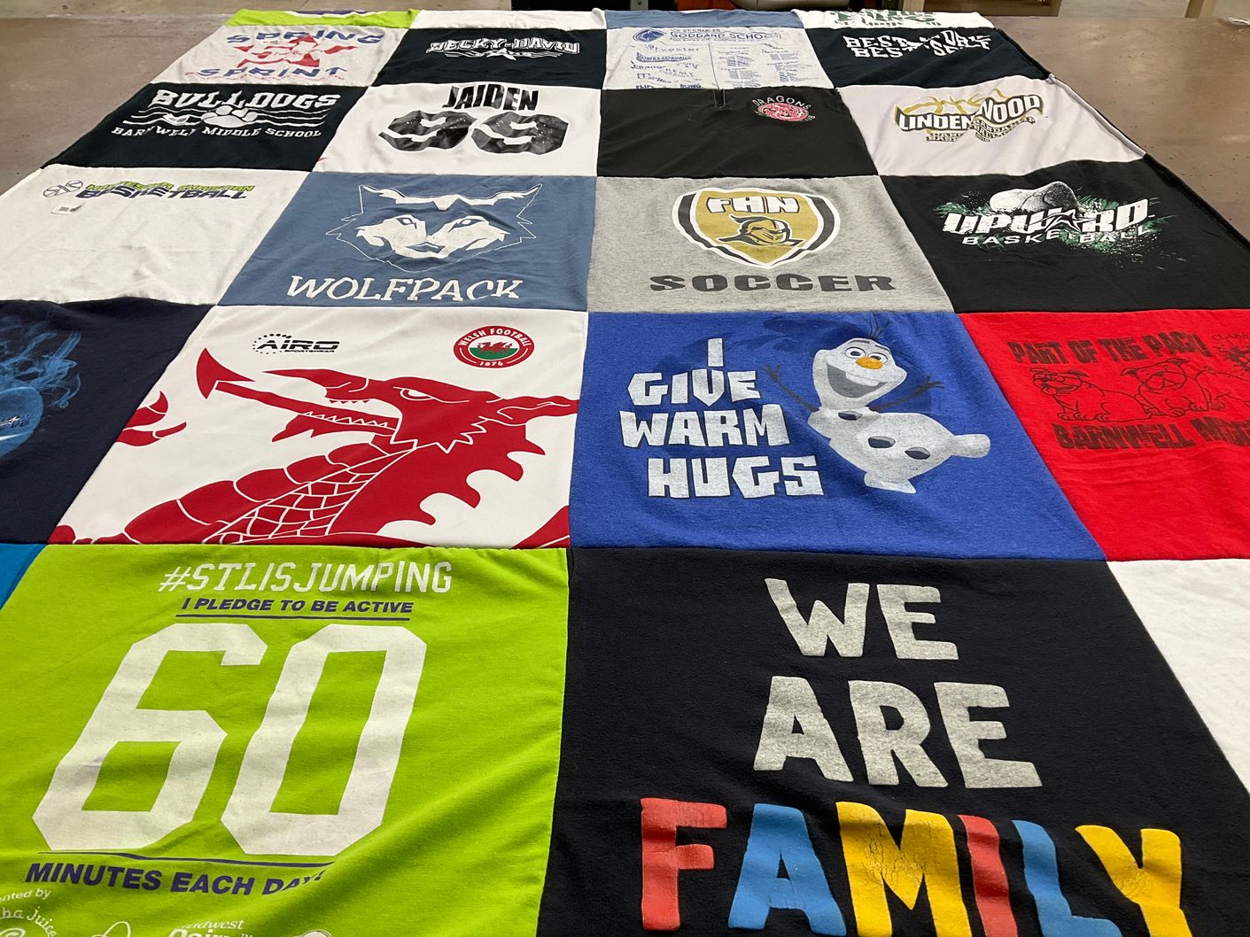 T-shirt quilt from barnwell middle school, lindenwood university by Keri from MO