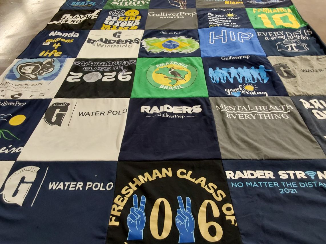 T-shirt quilt featuring raiders swimming by Sheila from FL