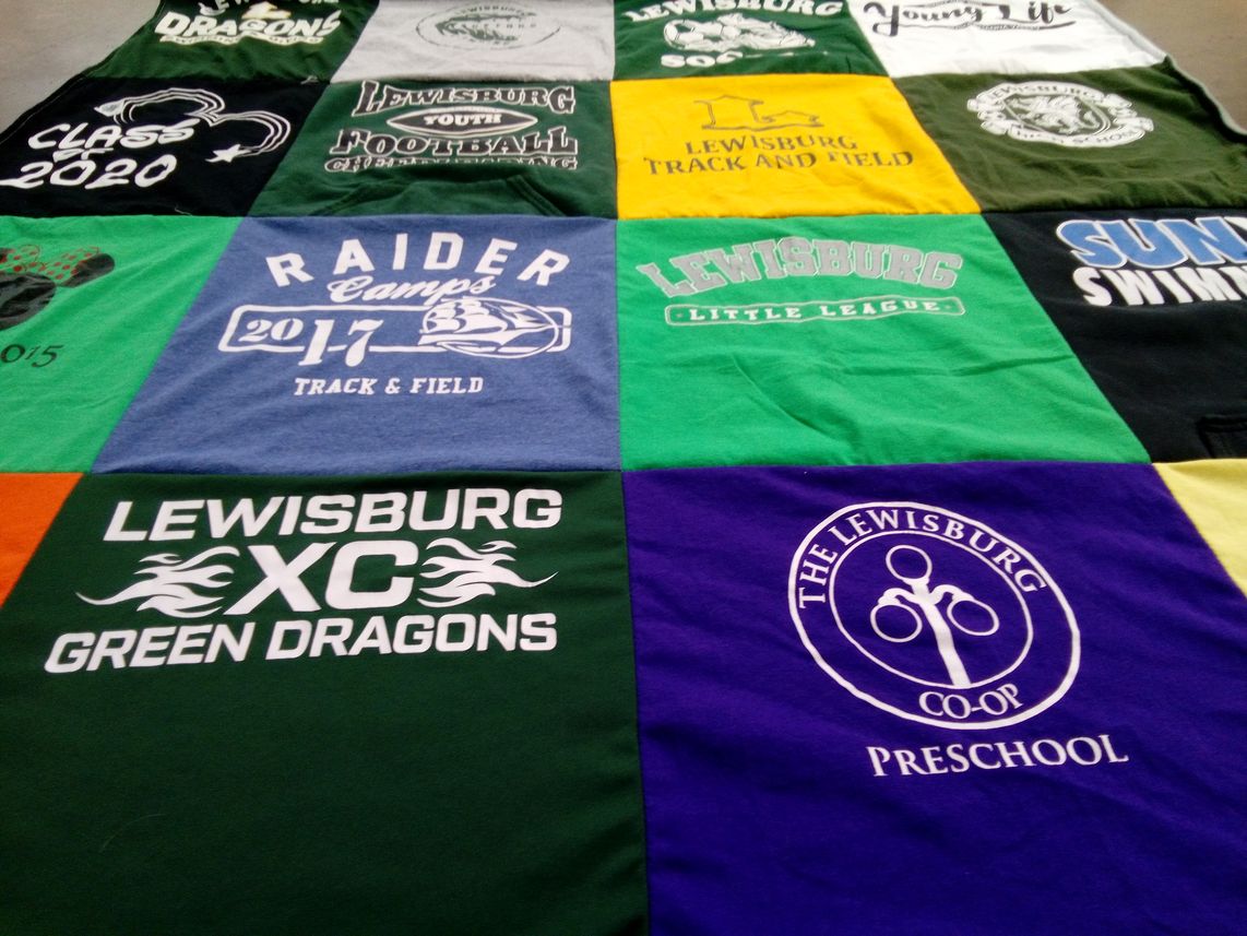 T-shirt quilt featuring lewisburg xc green dragons by Kimberlee from PA