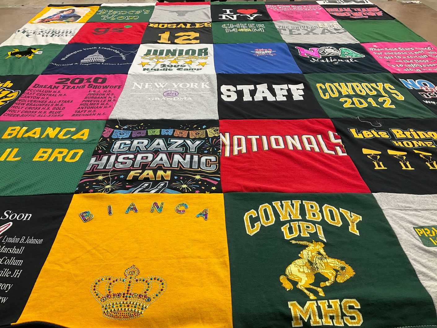 T-shirt quilt featuring cowboys, nationals by Leticia from TX