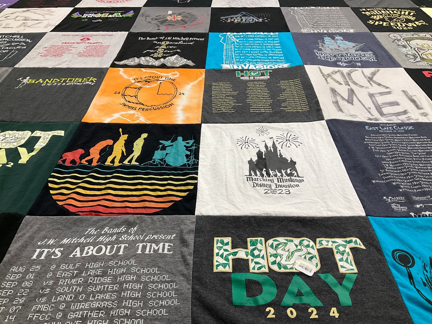 T-shirt quilt featuring marching mustangs by Erin from FL