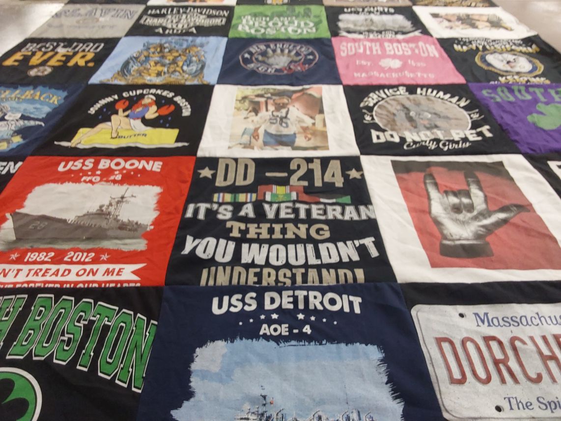 T-shirt quilt with military, veterans themes by Scott from MA