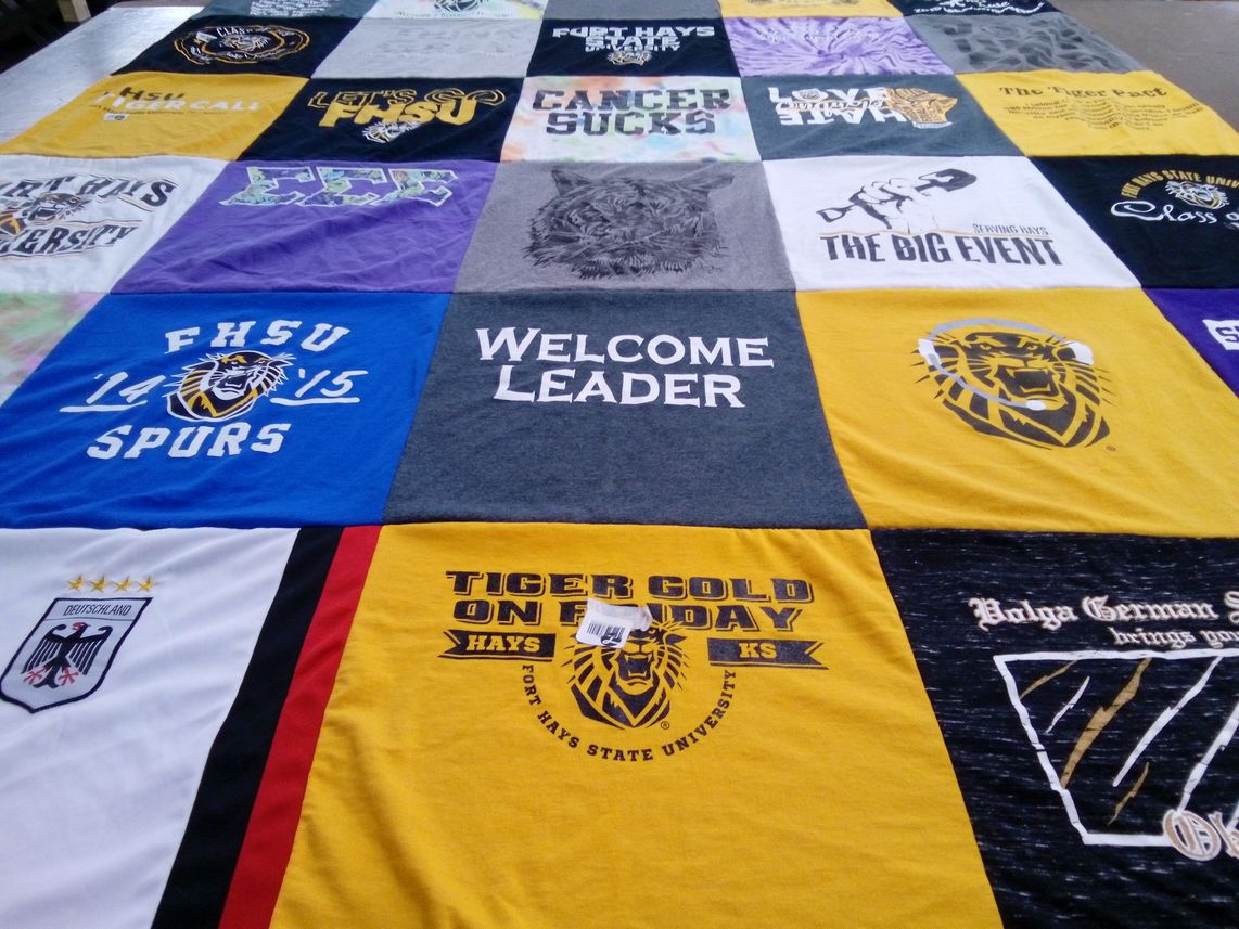 T-shirt quilt from fort hays state university by Ashley from KS