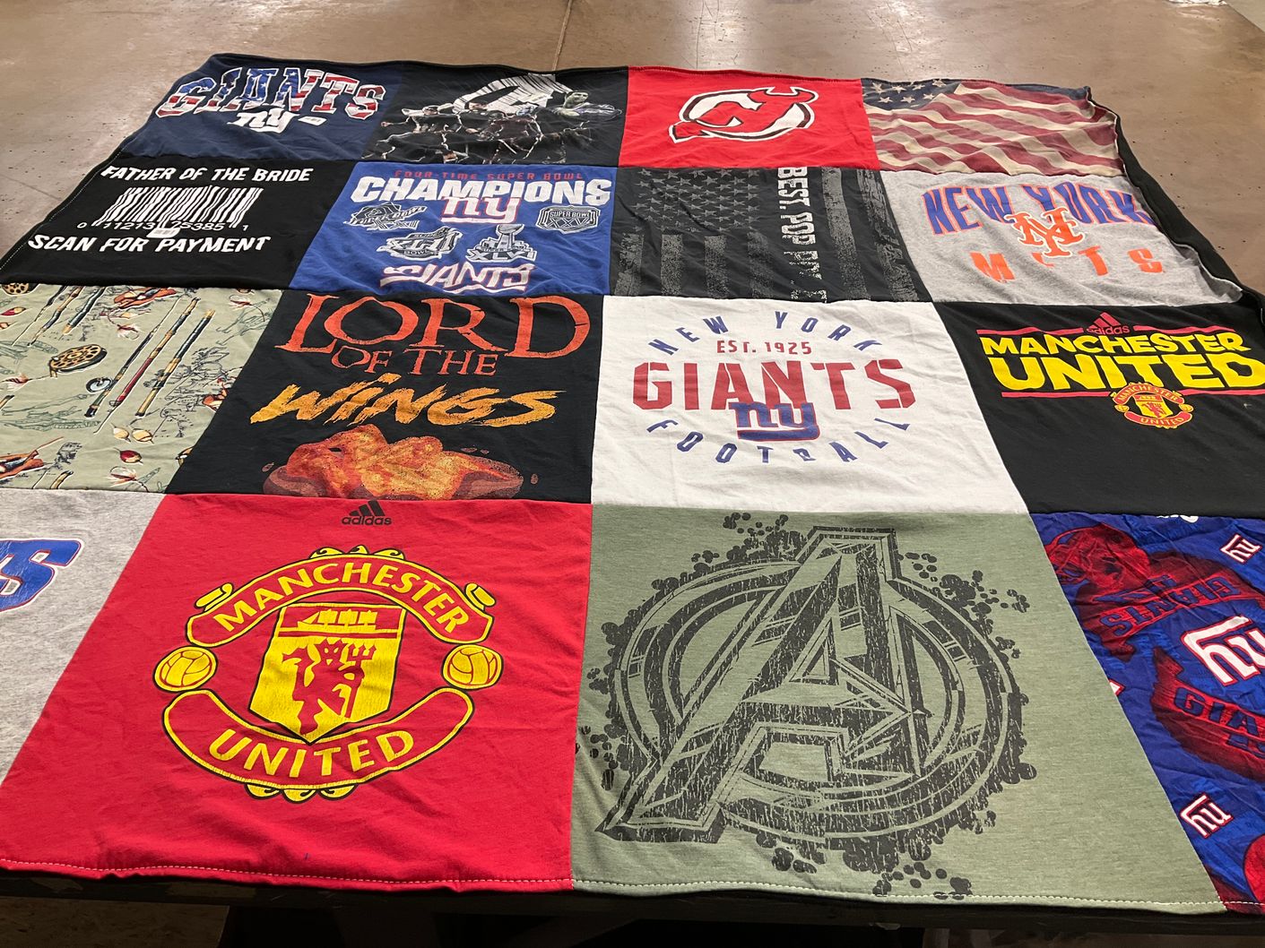 T-shirt quilt featuring new york giants, manchester united by Caitlin from PA