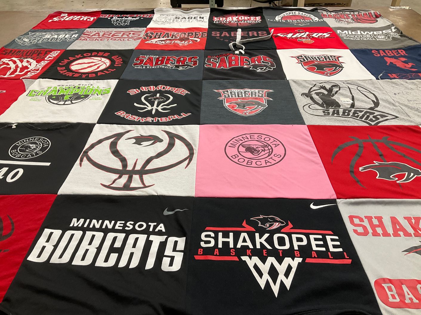 T-shirt quilt featuring shakopee basketball, minnesota bobcats by Dawn from MN