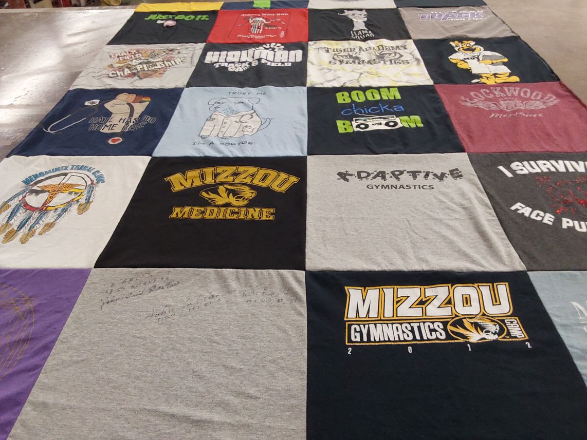 T-shirt quilt featuring mizzou gymnastics by Galit from OR