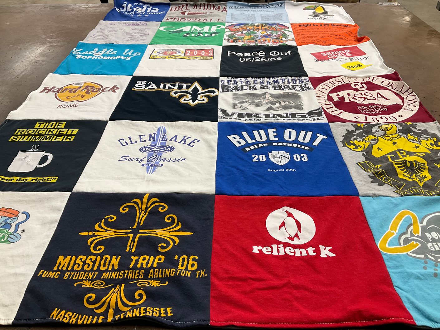 T-shirt quilt from nolan catholic high school, university of oklahoma by Bella from TX