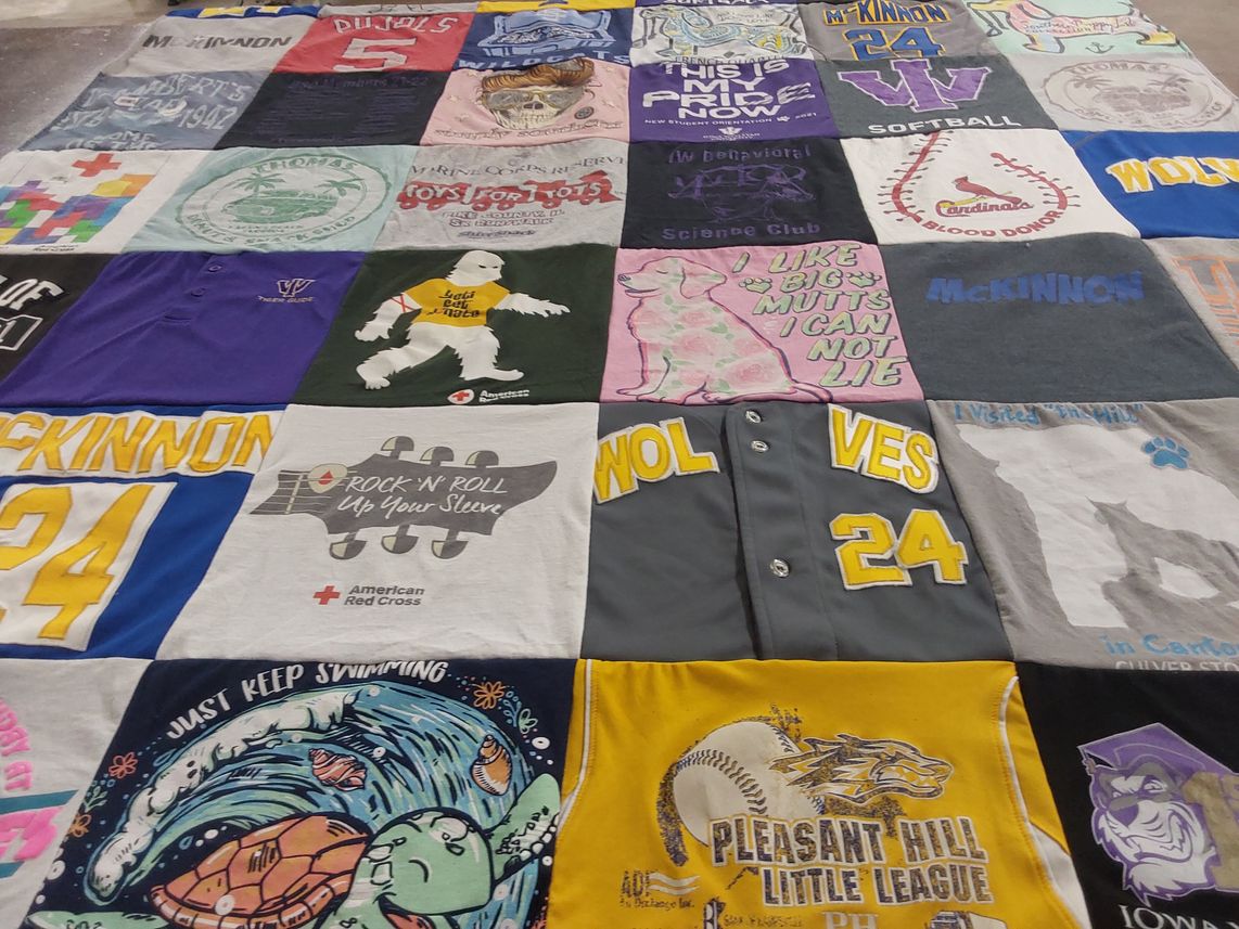 T-shirt quilt featuring pleasant hill little league, wolves softball by JAMIE from IL