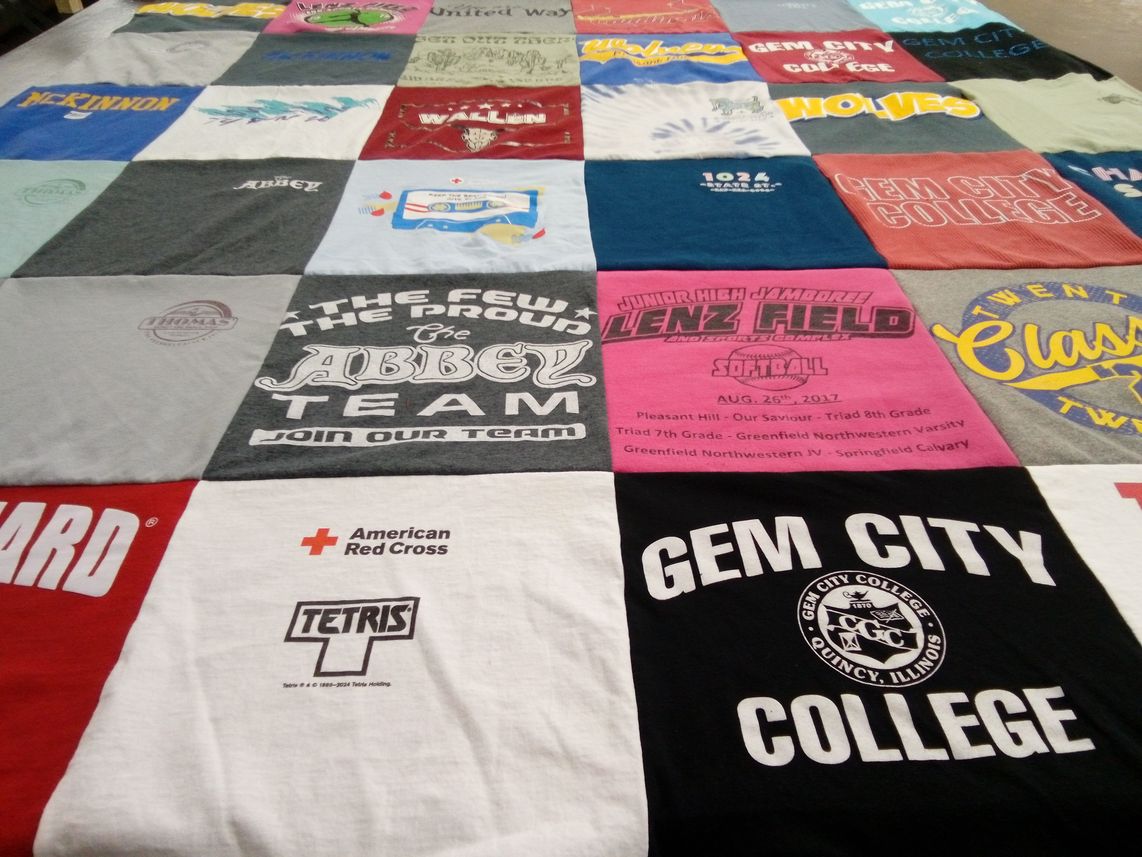 T-shirt quilt from gem city college by JAMIE from IL