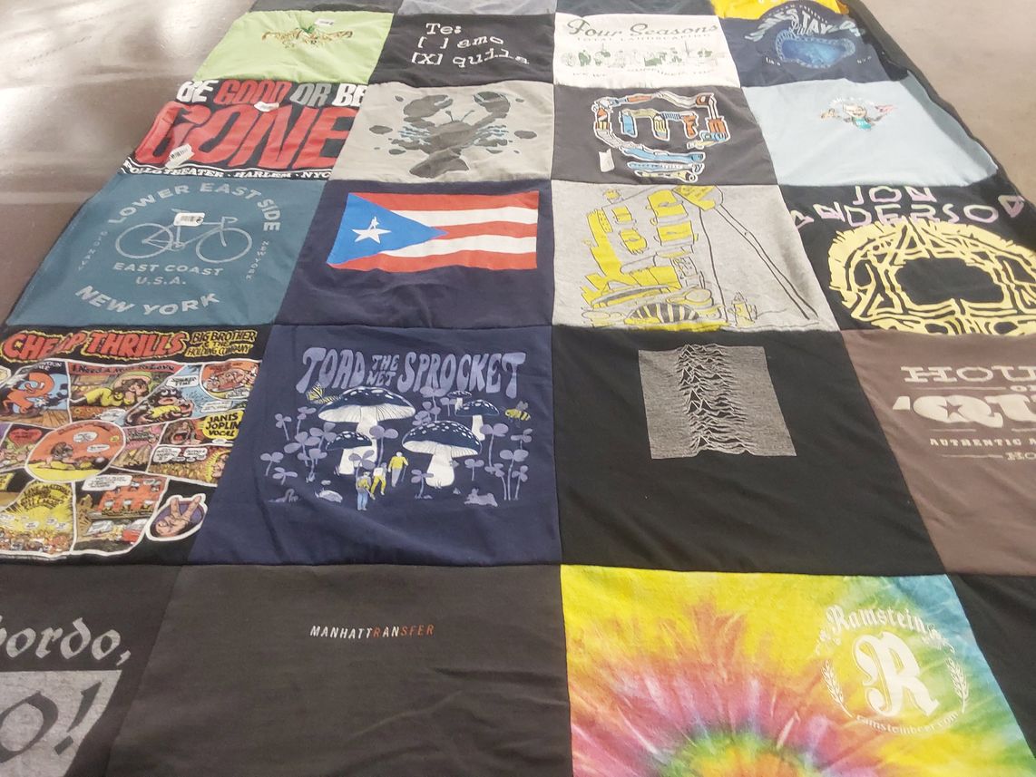 T-shirt quilt with music, new york themes by Jim from NJ