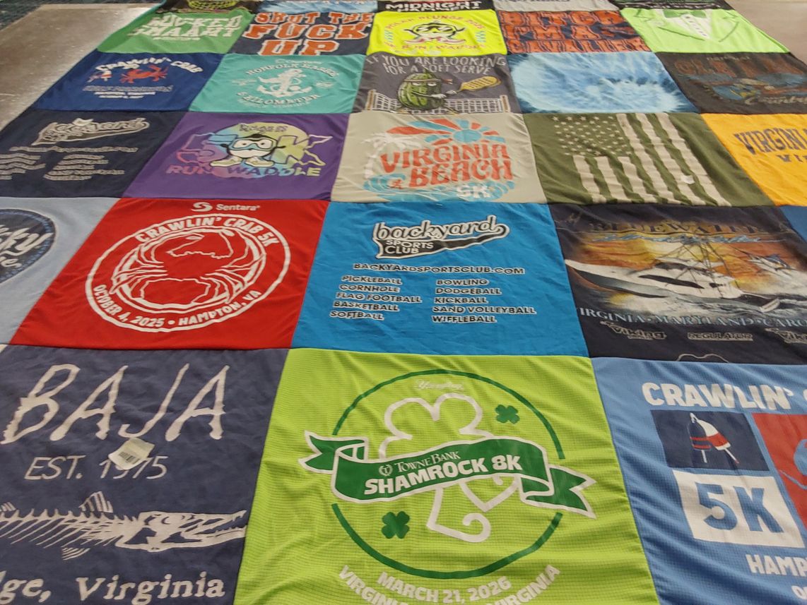 T-shirt quilt with running, sports themes by Jeff from VA