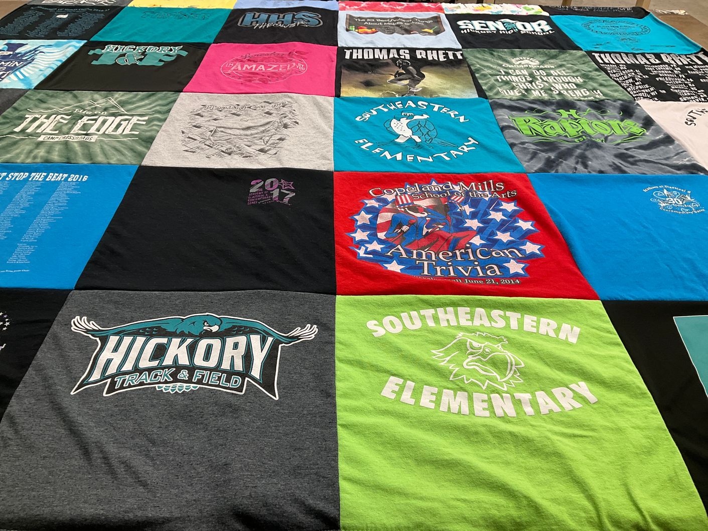 T-shirt quilt featuring hickory track and field by Karen from VA