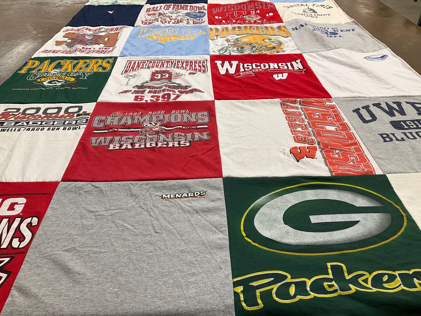 T-shirt quilt featuring green bay packers, wisconsin badgers by tod from VA