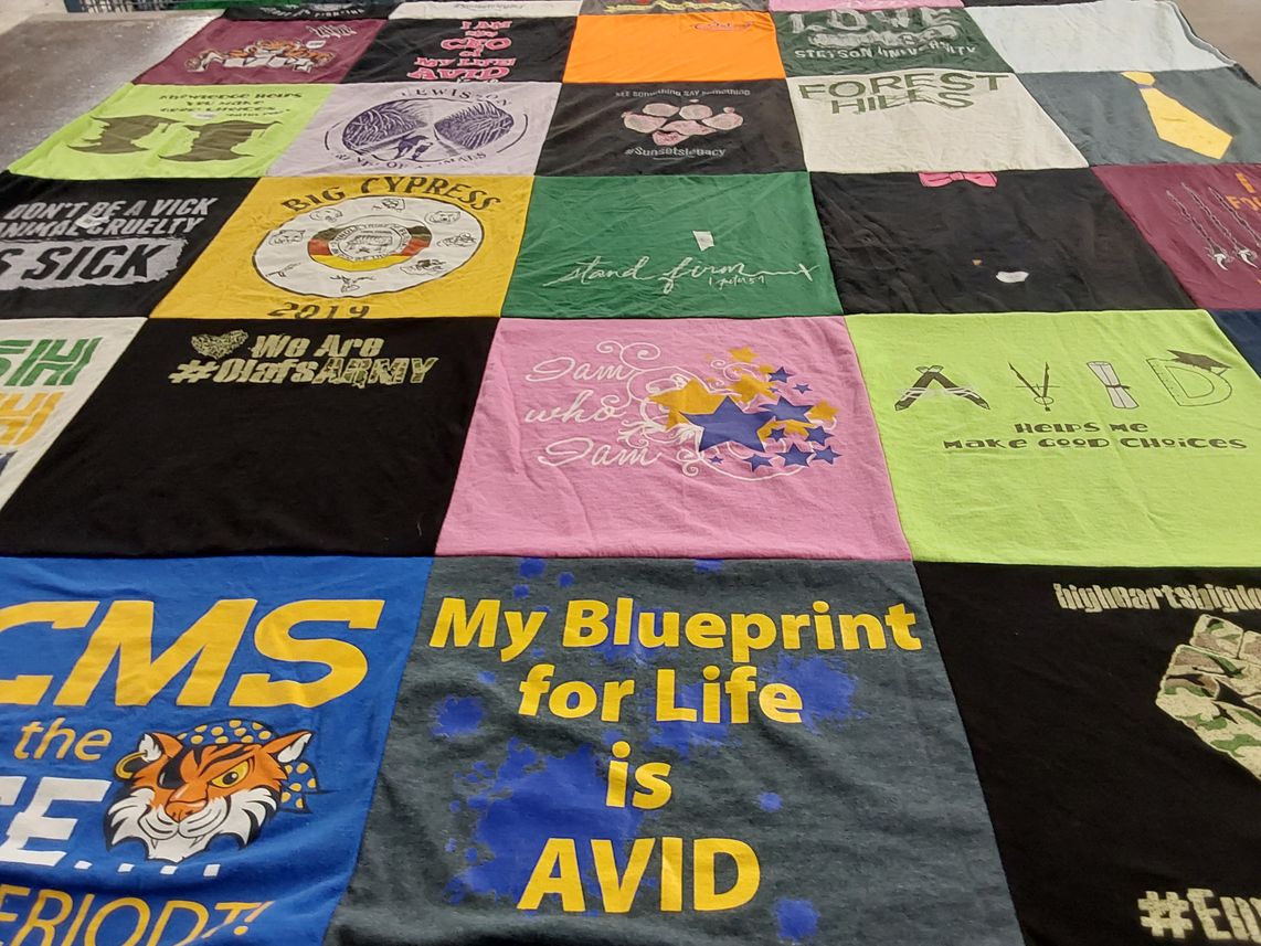 T-shirt quilt from forest hills university, cms middle school by Kathy from MO
