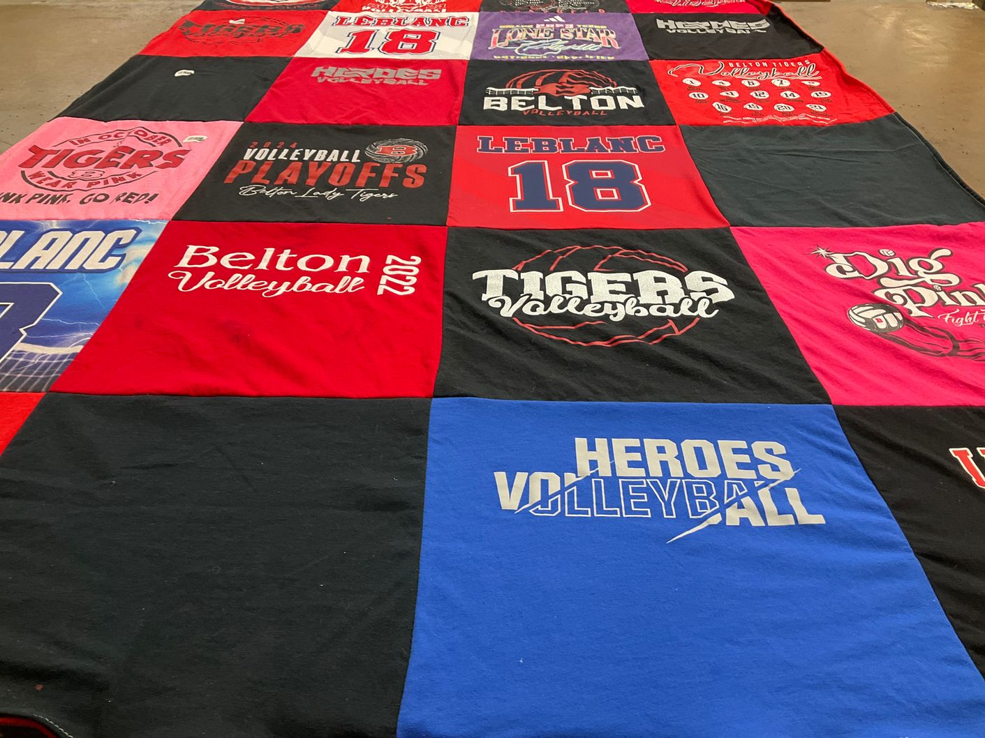 T-shirt quilt featuring belton tigers volleyball by Leaticia from TX