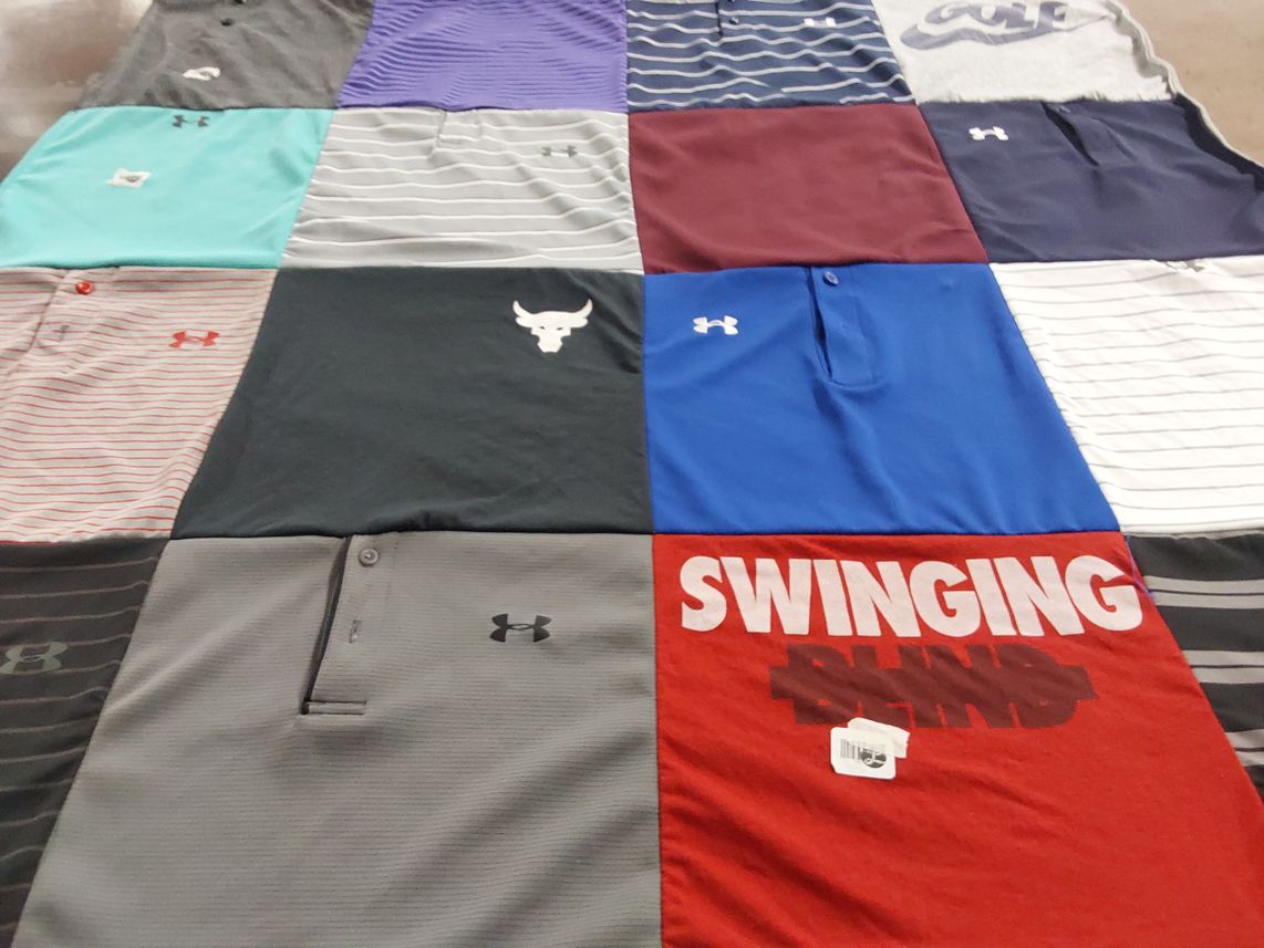T-shirt quilt with golf themes by Christie from NV