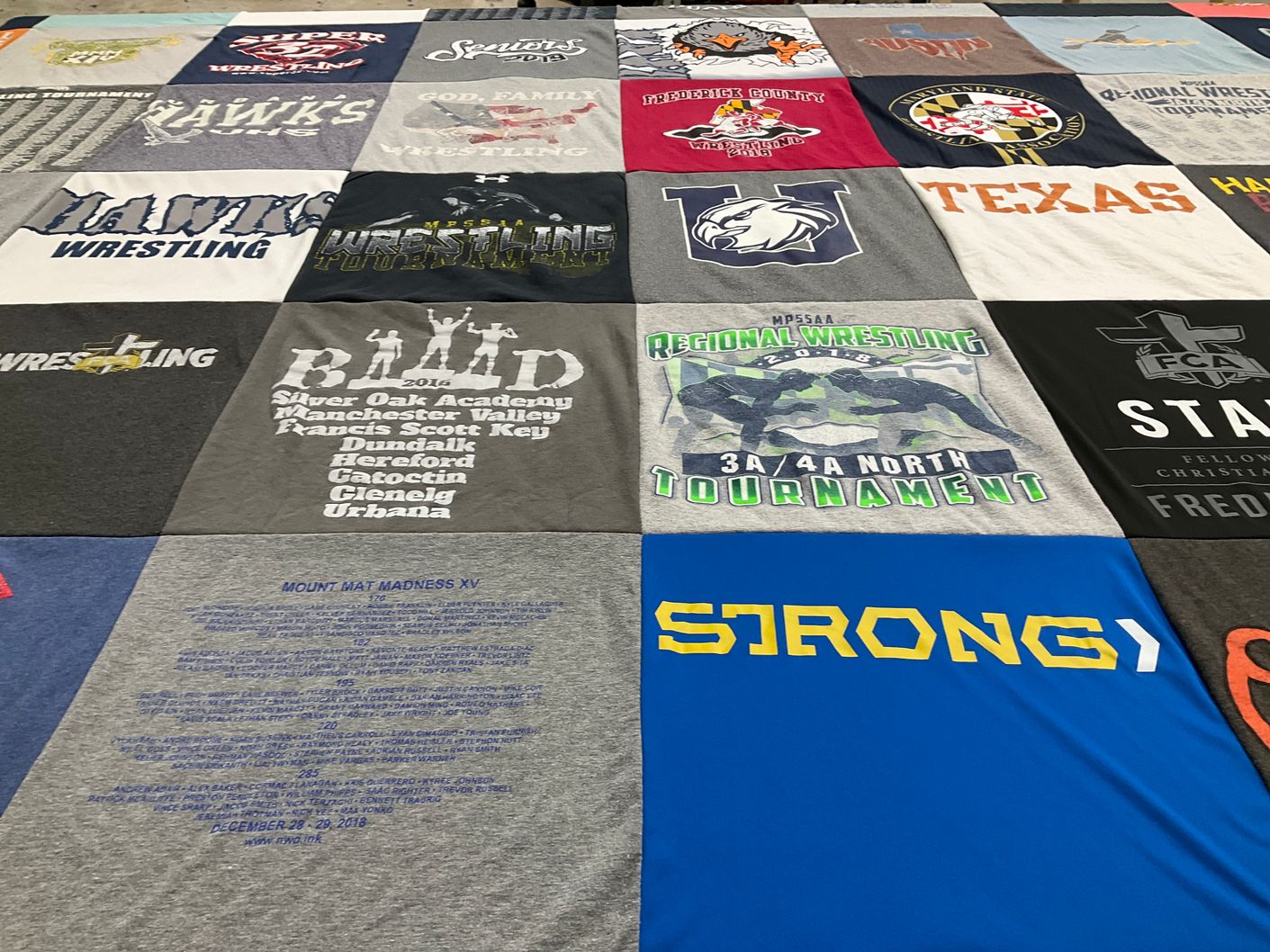 T-shirt quilt from silver oak academy, manchester valley high school by Chrissy from MD