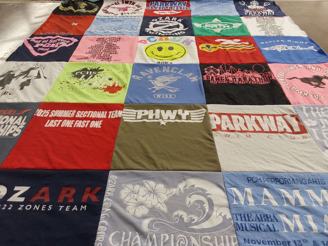 T-shirt quilt featuring parkway swim club by Carrie from MO