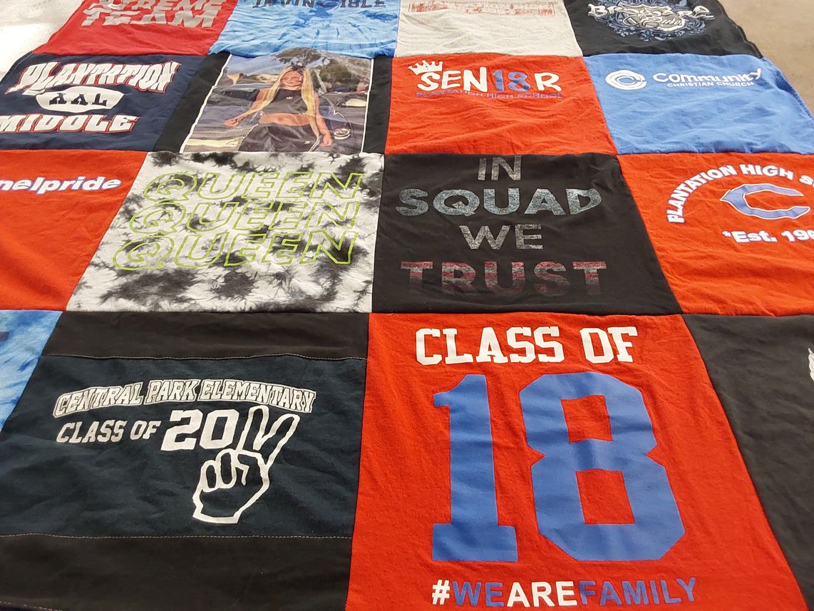 T-shirt quilt from central park elementary school, plantation high school by Sarah from FL