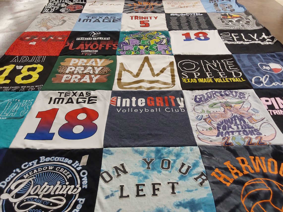 T-shirt quilt featuring texas image volleyball club by Lisa from TX
